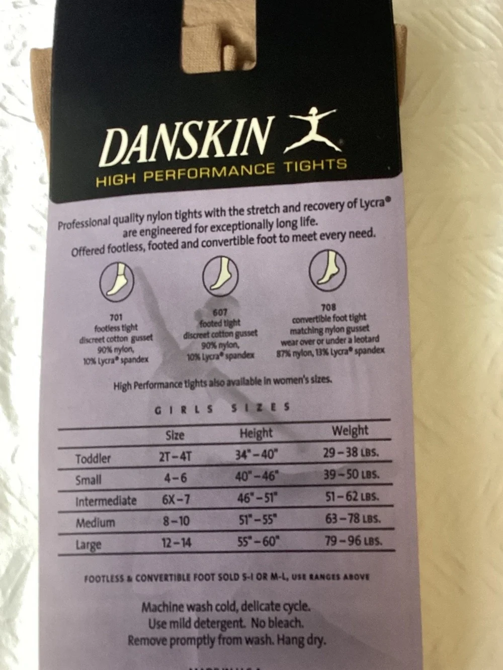 Danskin Girls High Performance Convertible tights Tan 4-7